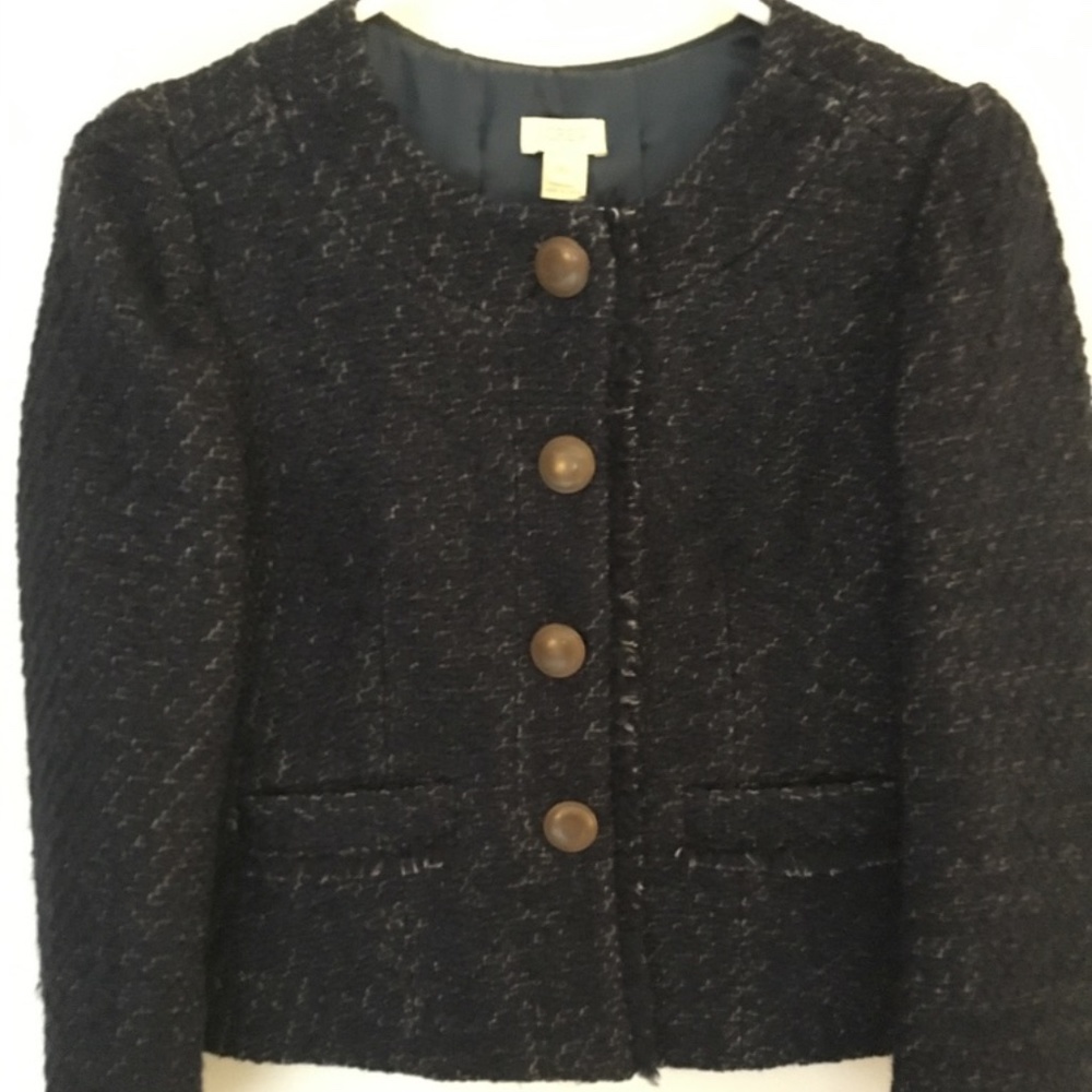 J.Crew Factory Fringed Tweed Jacket size 00
